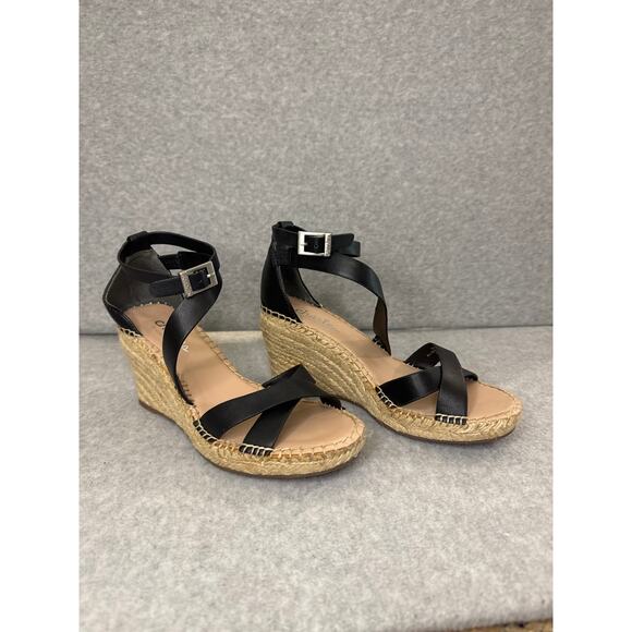 Charles by Charles David Nola Black Espadrille Wedge Sandals 6.5 EUC - Picture 2 of 7